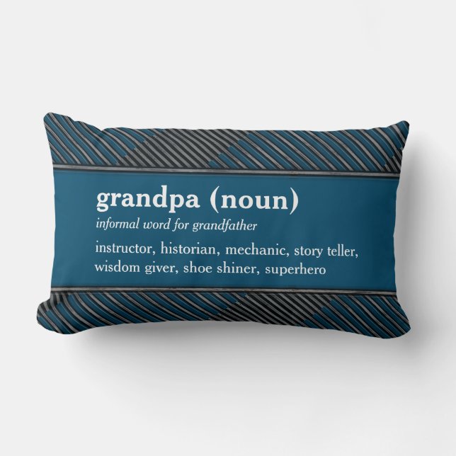 Grandpa dictionary definition custom text blue  lumbar cushion (Front)