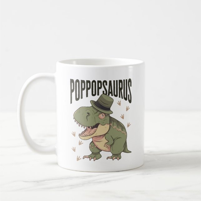 Grandpa Dinosaur Father's Day Poppopsaurus Coffee Mug (Left)