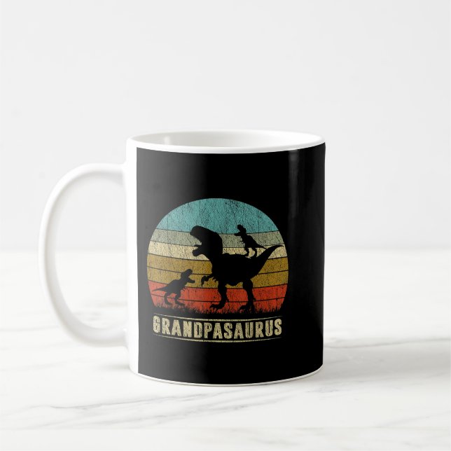 Grandpa Dinosaur Grandpasaurus 2 Two kids Father's Coffee Mug (Left)