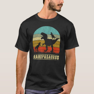Grandpa Dinosaur Grandpasaurus 2 Two Kids Father's T-Shirt