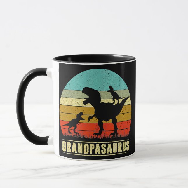 Grandpa Dinosaur Grandpasaurus 2 Two Kids Mug (Left)