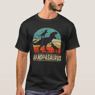 Grandpa Dinosaur T Rex Grandpasaurus 2 kids Family T-Shirt
