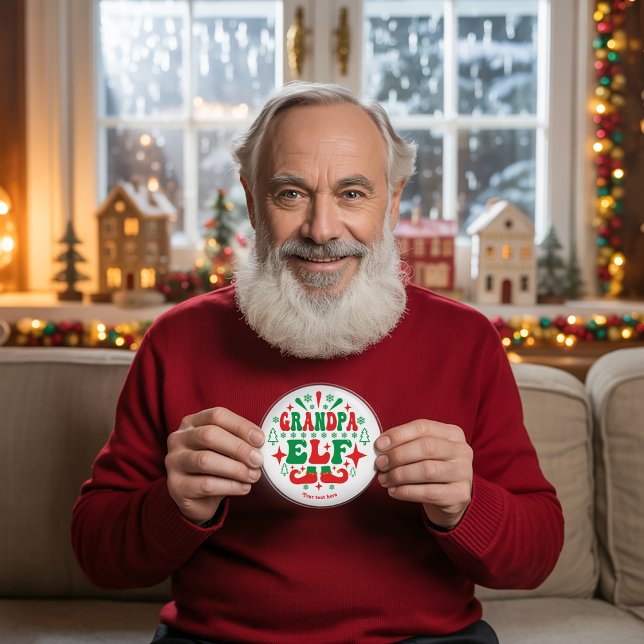 Grandpa Elf Christmas Festive Holiday 6 Cm Round Badge (Grandpa Elf Christmas Festive Holiday Button)