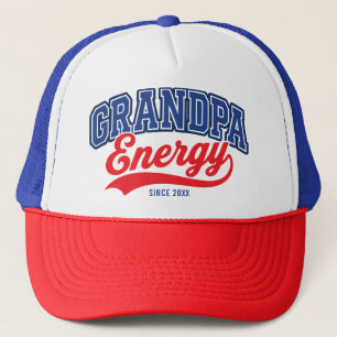 Grandpa Energy Red Blue Retro Since Design Trucker Hat