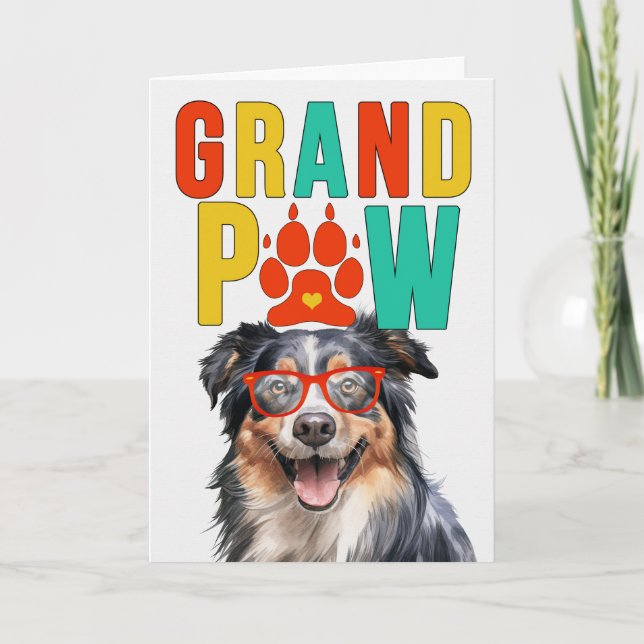 GrandPA English Shepherd GrandDOG Grandparents Day Holiday Card (Front)