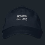 Grandpa Est 2023 Embroidered Baseball Cap<br><div class="desc">Embroidered Grandpa Est 2023 baseball cap. The text is in a white. This grandpa est. 2023 cap would make a unique grandpa announcement,  Christmas gift for grandpa,  birthday gift for grandpa and more.</div>