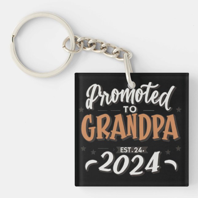 grandpa est 2024, Promoted To Grandpa Est. 2024  Key Ring (Front)