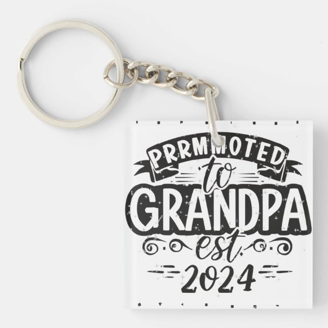 grandpa est 2024, Promoted To Grandpa Est. 2024  Key Ring (Front)