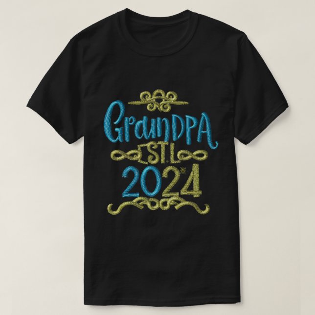 grandpa est 2024, Promoted To Grandpa Est. 2024 T-Shirt (Design Front)