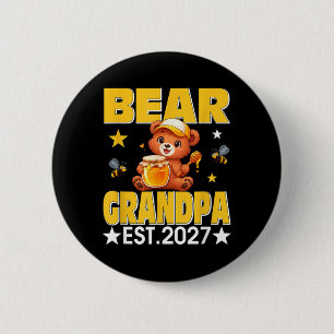 Grandpa Est 2027 Floral Bow Tie Mothers Day Bear 6 Cm Round Badge
