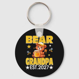 Grandpa Est 2027 Floral Bow Tie Mothers Day Bear Key Ring