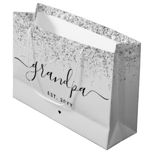 Grandpa Est Glitter Confetti Custom Grandpa Gifts Large Gift Bag