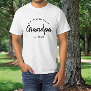 Grandpa Est Year Black New Grandbaby Announcement T-Shirt