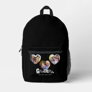 Grandpa Established 3 Photo Gift For Grandfather Printed Backpack