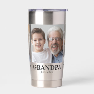 Grandpa Established 3 Photo Grandparents Day Insulated Tumbler
