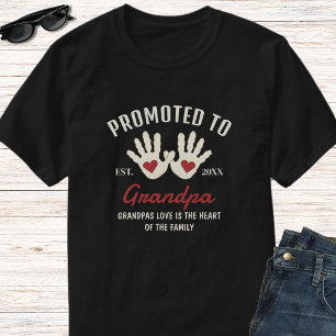 Grandpa Established Baby Handprints Personal Quote T-Shirt