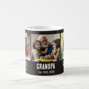 Grandpa established black grunge script 3 photo coffee mug