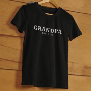 Grandpa Established Bold White Typography T-Shirt