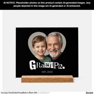 Grandpa Established Grandfather Photo Gift Acrylic Sign