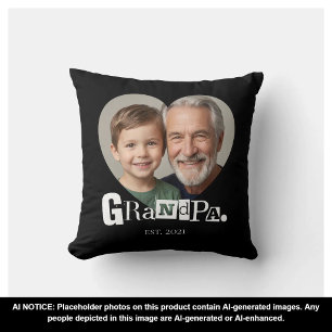 Grandpa Established Grandfather Photo Gift Cushion