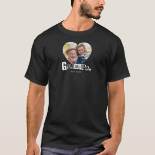 Grandpa Established Heart Photo Grandfather Gift T-Shirt