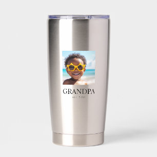 Grandpa Established Modern Black 2 Photo Insulated Tumbler