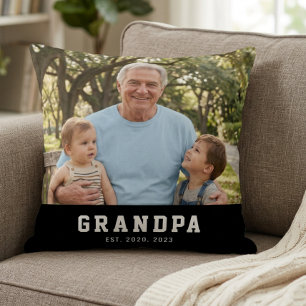 Grandpa Established Modern Bold White Photo Cushion