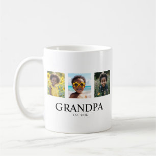 Grandpa Established Modern Minimalist 3 Photo Coffee Mug