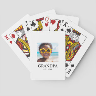Grandpa Established Modern Photo Playing Cards