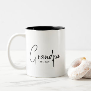 Grandpa Established New Grandpa Gift Two-Tone Coffee Mug