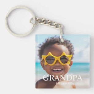 Grandpa Established Photo Father's Day Key Ring