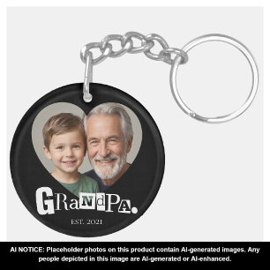 Grandpa Established Photo Gift For Grandfather Key Ring
