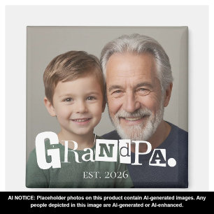 Grandpa Established Photo Gift For Grandfather Magnet