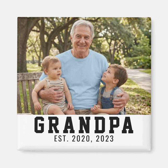Grandpa Established Photo Gift  Magnet (Front)