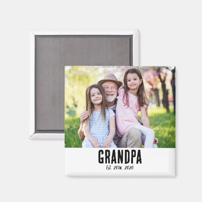Grandpa Established Photo Gift Magnet (Front/Back)
