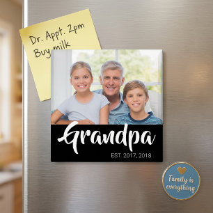 Grandpa Established Photo Grandparents Day Gift Magnet