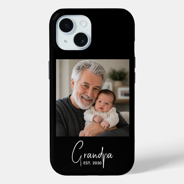 Grandpa Established Script Black Photo  Case-Mate iPhone Case (Back)