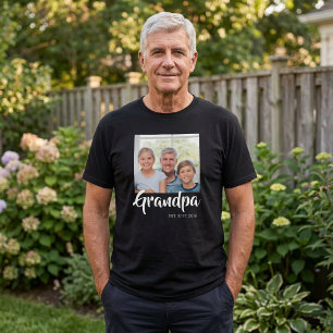 Grandpa Established Script Photo T-Shirt