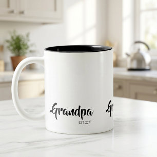 Grandpa Established Simple Gift for Grandfather Two-Tone Coffee Mug