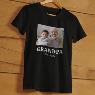 Grandpa Established Typography Photo T-Shirt