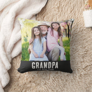 Grandpa Established White Script Photo Cushion