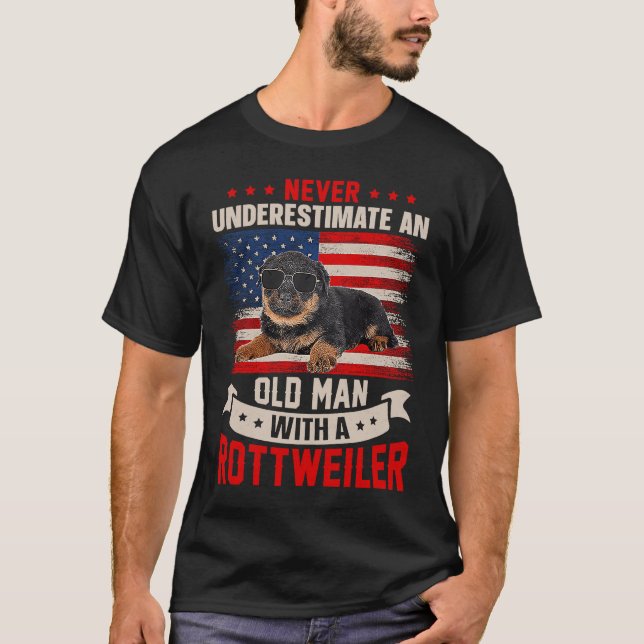 Grandpa Father Dog  Never Underestimate Old man Ro T-Shirt (Front)