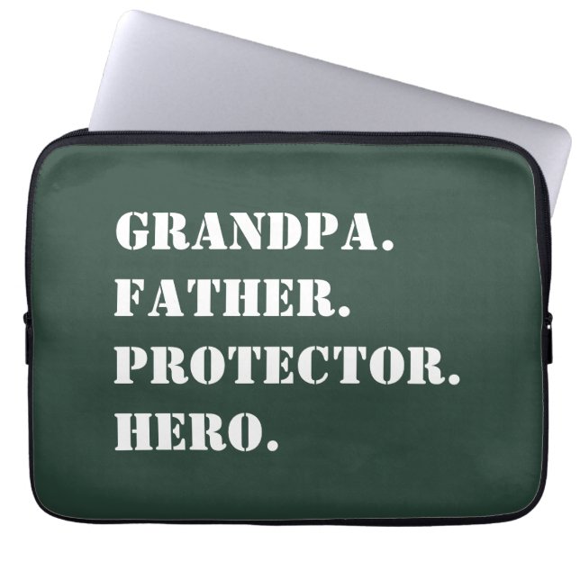 Grandpa Father Protector Hero Text Father's Day Laptop Sleeve (Front)