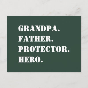 Grandpa Father Protector Hero Text Father's Day Postcard