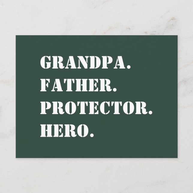 Grandpa Father Protector Hero Text Father's Day Postcard (Front)