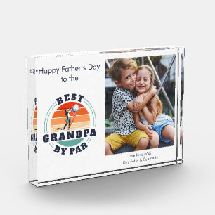 Grandpa Fathers Day Kids Photo Retro Golf Gag Block