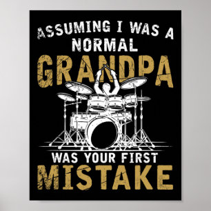 Grandpa Fathers Day Music Gift Drums Poster