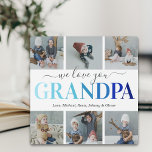 Grandpa Father's Day Photo Collage Plaque<br><div class="desc">Elegant grandfather photo plaque featuring the saying "we love you grandpa",  6 family pictures for you to replace with your own,  and the kids names.</div>