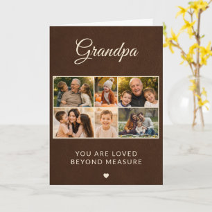 Grandpa Faux Leather Father's Day 6 Family Photo Card