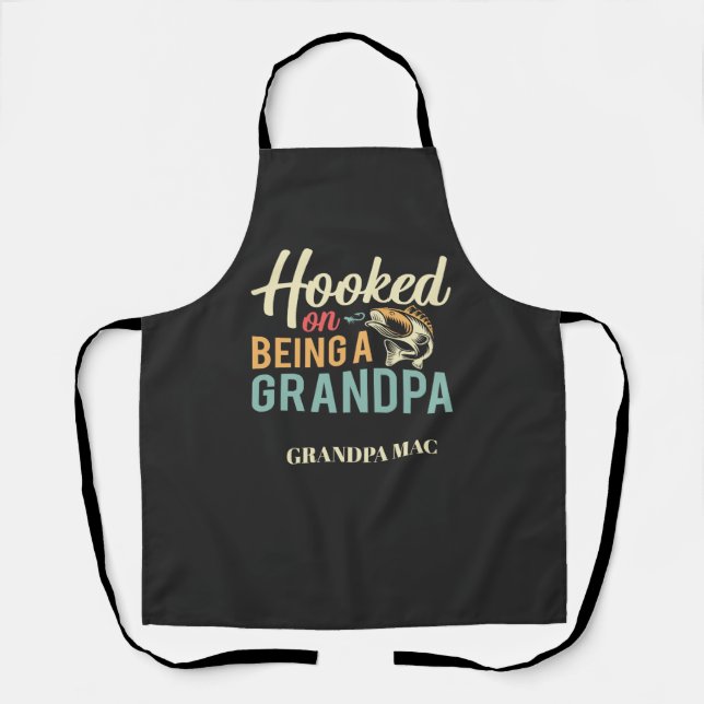 Grandpa Fishing Grilling Barbecue Apron (Front)